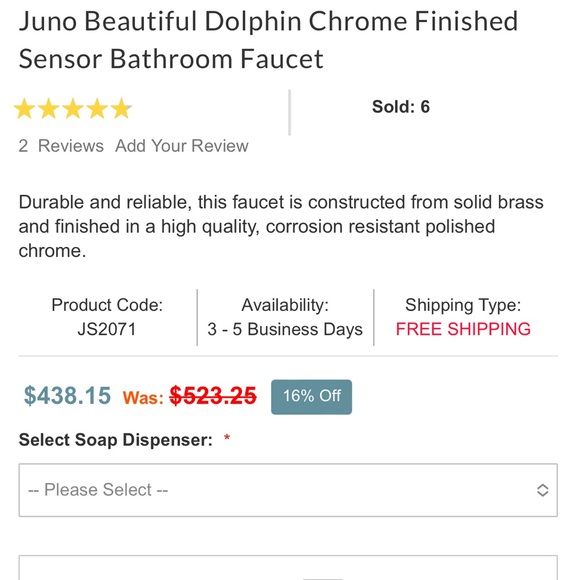 Dolphin touch-less faucet new in box never used
